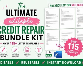 Credit Repair Letter Template Bundle: 100+ DIY Professional Letters (PDF & Word)