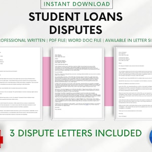 Plantilla de carta de disputa de crédito por préstamos estudiantiles / Eliminación de pagos atrasados / Liberación de aval / Mal crédito / Ayuda para reparar su crédito por su cuenta / PDF