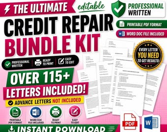 Credit Dispute Letter Template Bundle: DIY Credit Repair (PDF & Word)