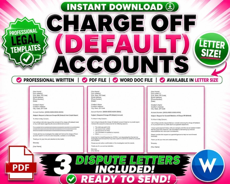 Charge off Account Dispute Letter Template: DIY Credit Repair (PDF ...