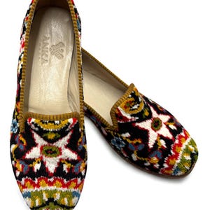Turkish Handmade genuine leather Vintage Shoes - Loafers Us 9 Eu-39 Special Unique Shoes Kilim Shoes Comfort Cashmere Shoes Loafers for Men