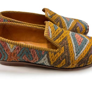 Turkish Handmade genuine leather Vintage Shoes - Loafers Us-12 Eu-44 Special Unique Shoes, Kilim Shoes, Comfort Gift Shoes, Loafers for Men