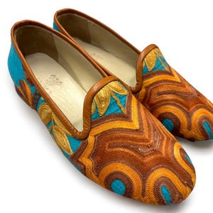 Turkish Handmade genuine leather Vintage Shoes - Loafers Us 8 Eu-39 Special Unique Shoes Kilim Shoes Comfort Cashmere Shoes Loafers for Men