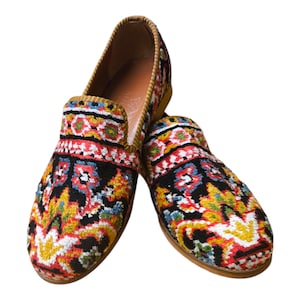 Turkish Handmade genuine leather Vintage Shoes - Loafers Us9.5 Eu-42 Special Unique Shoes, Kilim Shoes, Comfort Gift Shoes, Loafers for Men