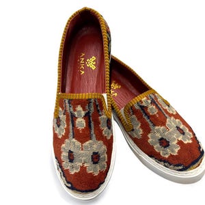 Turkish Handmade genuine leather Vintage Shoes - Loafers Us 9 Eu-39 Special Unique Shoes Kilim Shoes Comfort Cashmere Shoes Loafers for Men