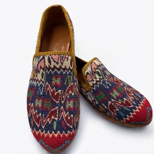 Turkish Handmade genuine leather Vintage Shoes - Loafers Us-9.5 Eu-42 Special Unique Shoes, Kilim Shoes, Comfort Gift Shoes, Loafers for Men