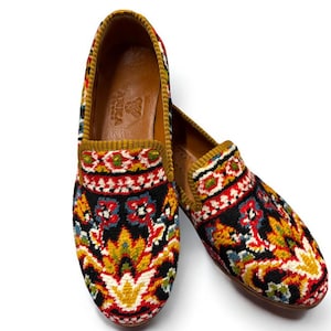 Turkish Handmade genuine leather Vintage Shoes - Loafers U10.5 Eu-41 Special Unique Shoes, Kilim Shoes, Comfort Gift Shoes, Loafers for Men