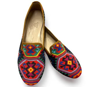 Turkish Handmade genuine leather Vintage Shoes - Loafers Us 9 Eu-39 Special Unique Shoes Kilim Shoes Comfort Cashmere Shoes Loafers for Men