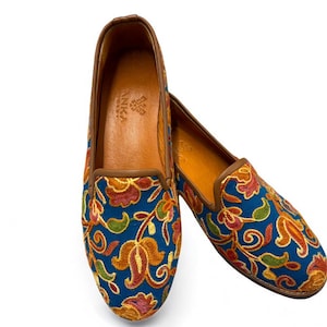 Turkish Handmade genuine leather Vintage Shoes - Loafers Us 9 Eu-39 Special Unique Shoes Kilim Shoes Comfort Cashmere Shoes Loafers for Men