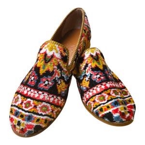 Turkish Handmade genuine leather Vintage Shoes - Loafers Us-11 Eu-44 Special Unique Shoes, Kilim Shoes, Comfort Gift Shoes, Loafers for Men