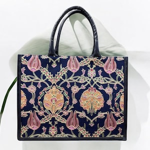 Bolso de hombro vintage turco hecho a mano, de cachemira tejida a mano con estampado floral negro, para llevar dinero, especial, exclusivo para mujer