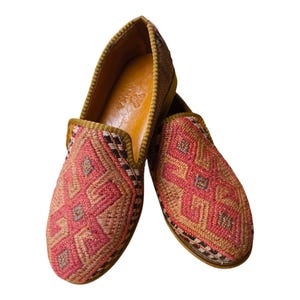 Turkish Handmade Kilim Shoes leather Vintage Shoes Loafers US10 Eu-41 Special Unique Shoes, Kilim Shoes, Comfort Gift Shoes, Loafers for Men