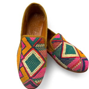 Turkish Handmade genuine leather Vintage Shoes - Loafers U10.5 Eu-41 Special Unique Shoes, Kilim Shoes, Comfort Gift Shoes, Loafers for Men
