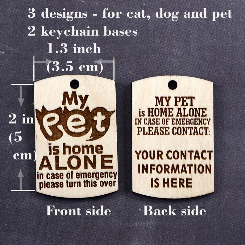 My Pet is Home Alone Keychain SVG Custom Pet Alert Keychain Etsy