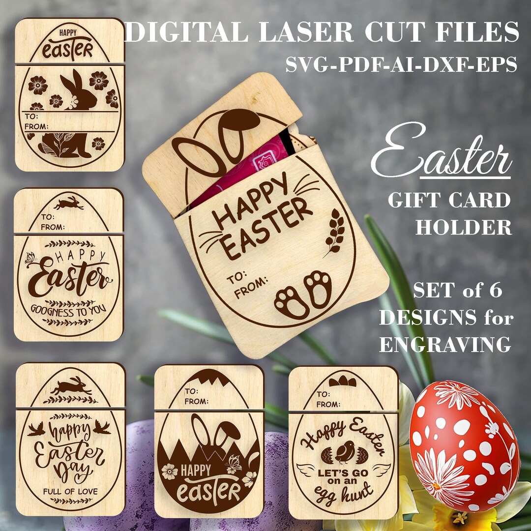 Personalized Easter Gift Card Holder Laser Cut File SVG Box for Gift ...