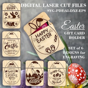 Personalized Easter gift card holder laser cut file SVG Box for gift card SVG Money holder SVG Cash holder svg GlowForge file Lightburn file