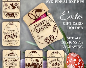 Personalized Easter gift card holder laser cut file SVG Box for gift card SVG Money holder SVG Cash holder svg GlowForge file Lightburn file