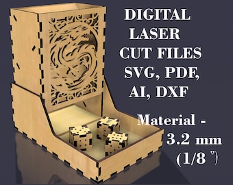 Folding dice tower SVG GlowForge files Digital laser cut file Lightburn files Material thickness 3.2 mm