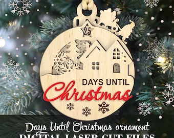 Christmas countdown calendar SVG Days until Christmas ornament SVG Funny Santa Digital laser cut file GlowForge file M-1/8"(3.2 mm) 2 sizes