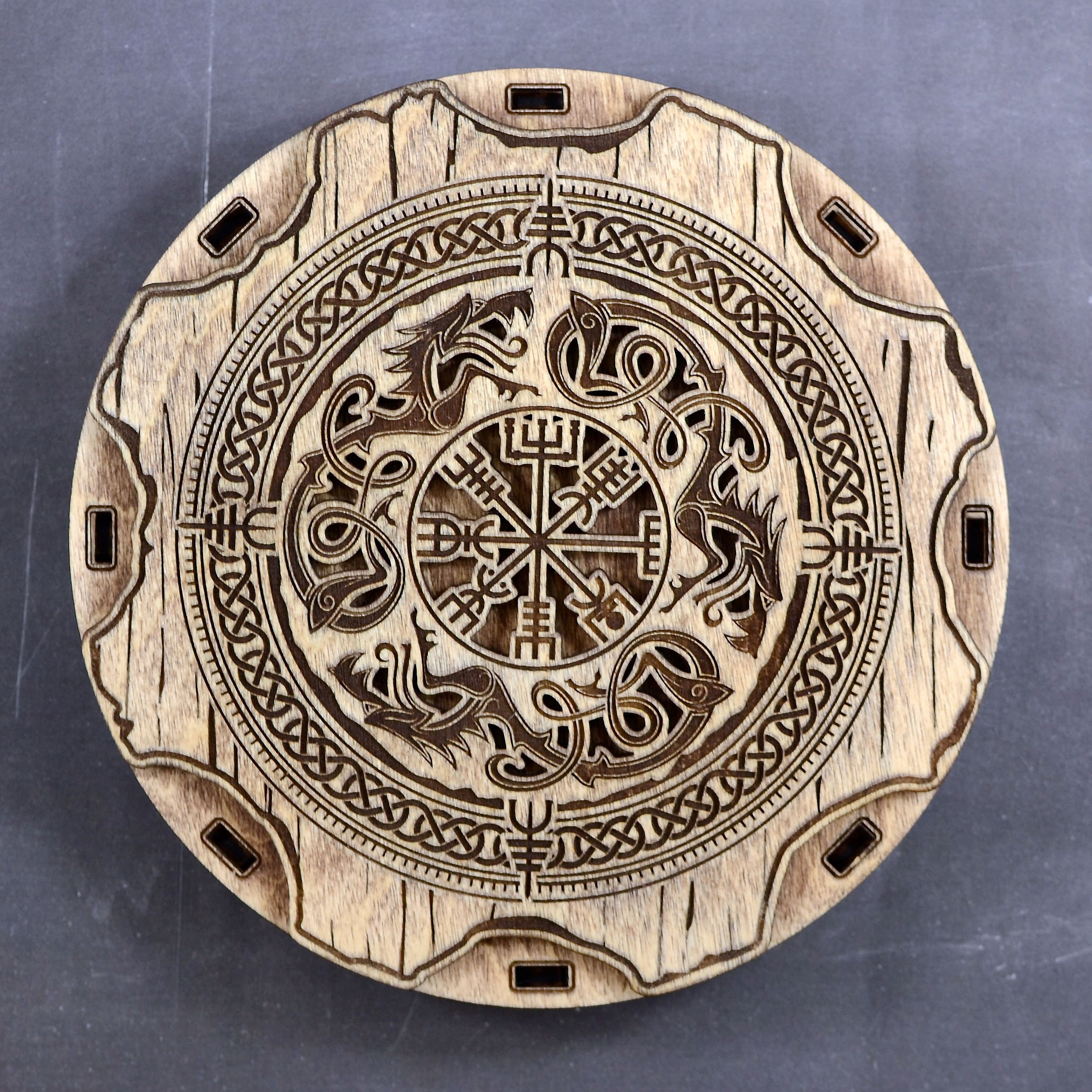 Vegvisir Runes Set in Round Box SVG Wooden Runes SVG Elder Futhark ...