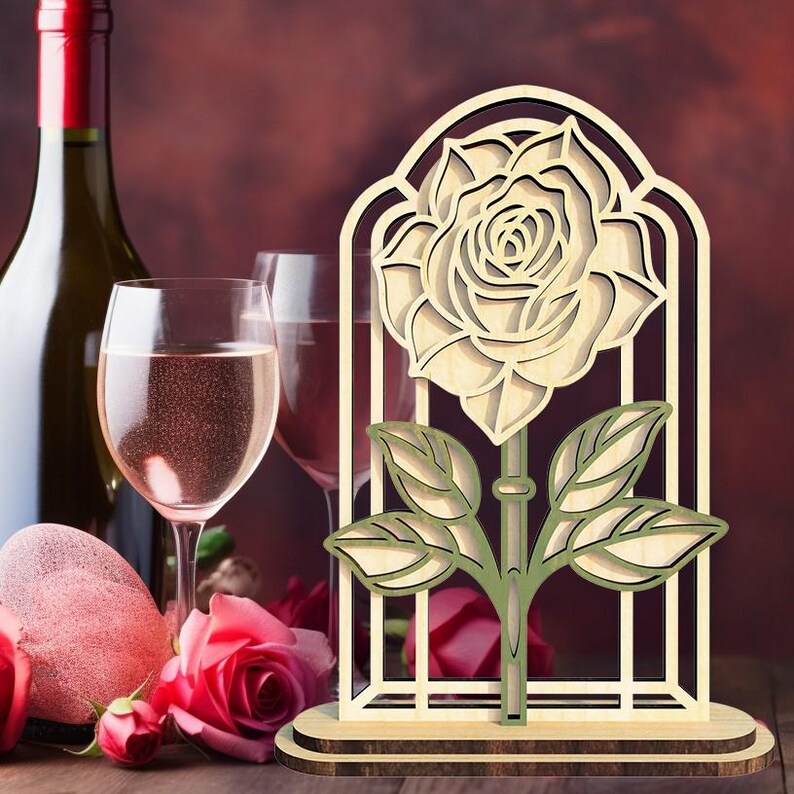 Laying Roses Svg Standing Rose SVG | Laser Cut Files for Decorative Flower With Stand ...