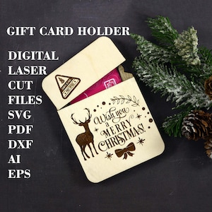 Weihnachten Geschenkkartenhalter SVG Box für Geschenkkarte SVG GlowForge Dateien Digitale Laser geschnittene Dateien Lightburn Dateien