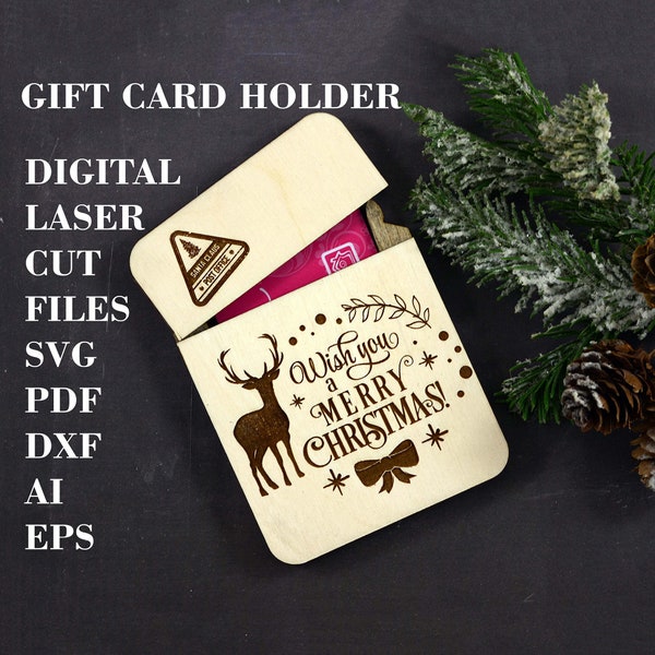 Christmas gift card holder SVG Box for gift card SVG GlowForge files Digital laser cut files Lightburn files