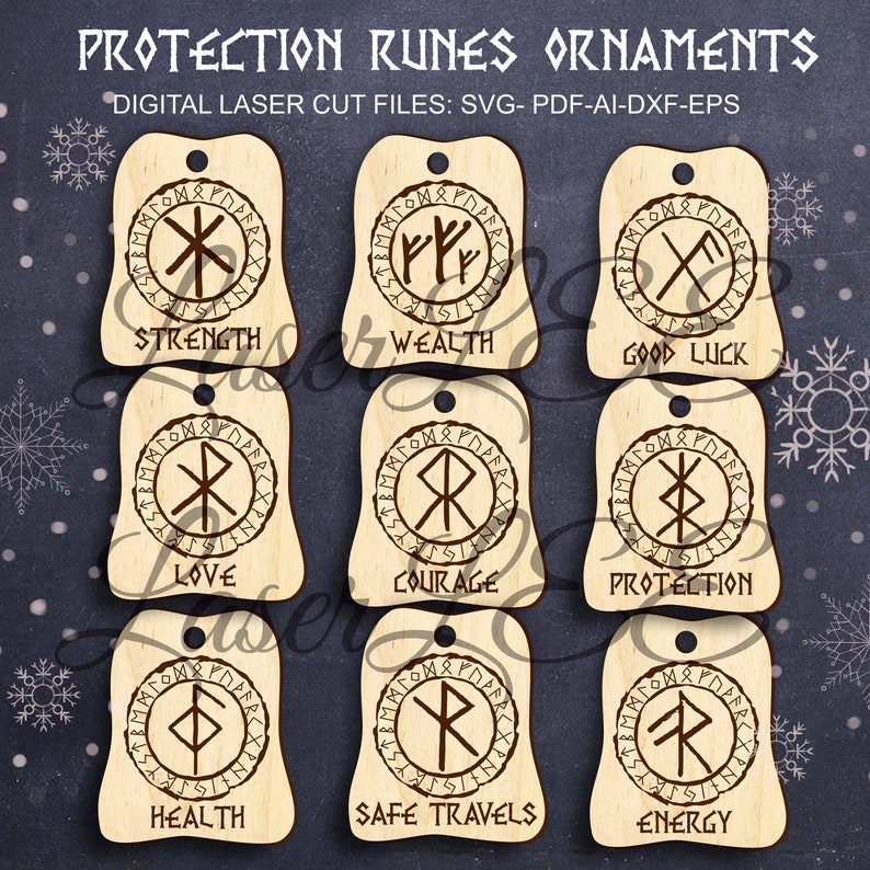 Protection Runes Ornaments SVG Set of 9 Pcs Celtic Christmas Ornaments ...