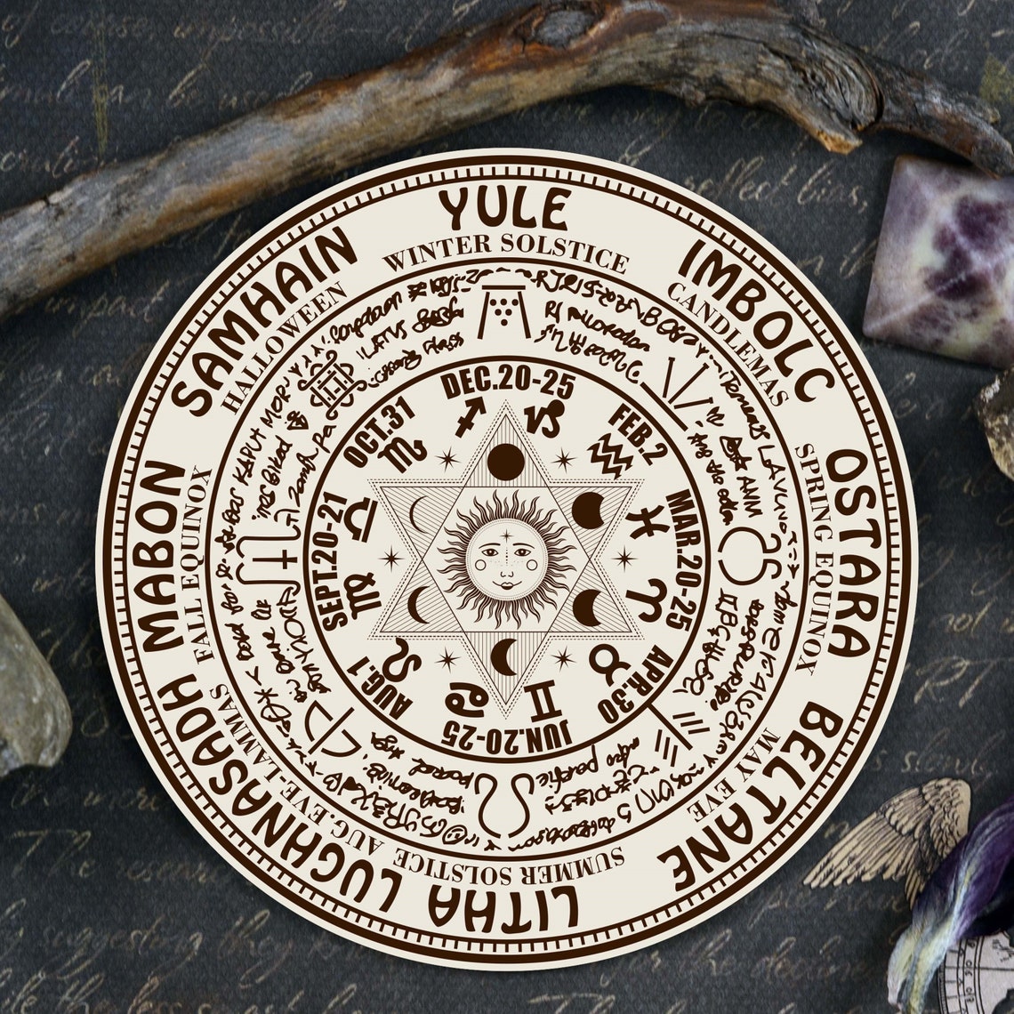 Pagan Wheel of the Year SVG Wiccan Calendar File Altar Tile Witchcraft ...