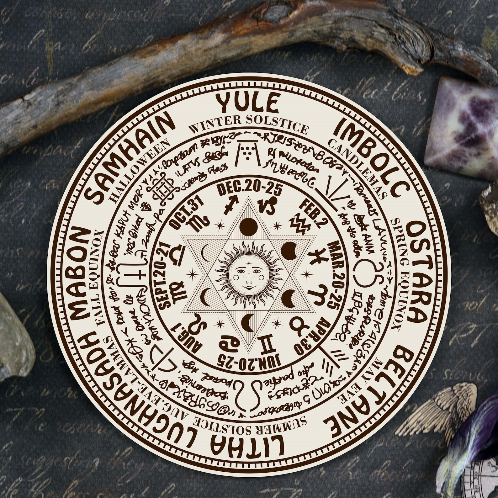 Pagan Wheel of the Year SVG Wiccan Calendar File Altar Tile Witchcraft ...