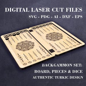 Travel Backgammon set laser cut files, Wooden board game SVG, Table game SVG Digital GlowForge file Xtool files