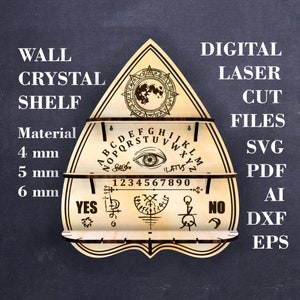 Planchette mur cristal étagère affichage SVG pendule étagère laser fichier, fichier Digital Glowforge, 2 tailles dans le fichier, matériel - 4mm, 5 mm, 6 mm