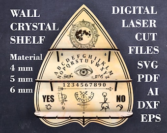 Planchette wall crystal shelf display SVG Pendulum shelf laser file, Digital Glowforge file, 2 sizes in the file, Material- 4mm, 5 mm, 6 mm