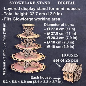 Christmas Houses Advent calendar laser cut file Countdown calendar with snowflake stand and 25 mini boxes GlowForge files Lightburn Xtool image 3