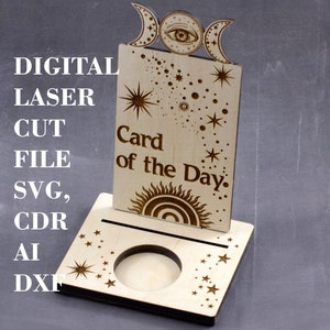 Triple Moon Tarot-Kartenständer SVG Tarot-Display-Karte mit Kerzenhalter Card of the day stehen svg Digitale Lasercut-Datei GlowForge-Dateien