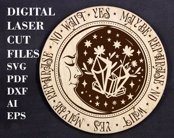 Crystal moon Pendulum board svg Divination Tool svg Pagan decor svg Digital Laser cut files DXF Glowforge files **Not A Physical Product**