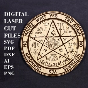 Sigillo magico Pendulum board svg Divination Tool svg Stregoneria arredamento svg File di taglio laser digitale File Glowforge * Non un prodotto fisico *
