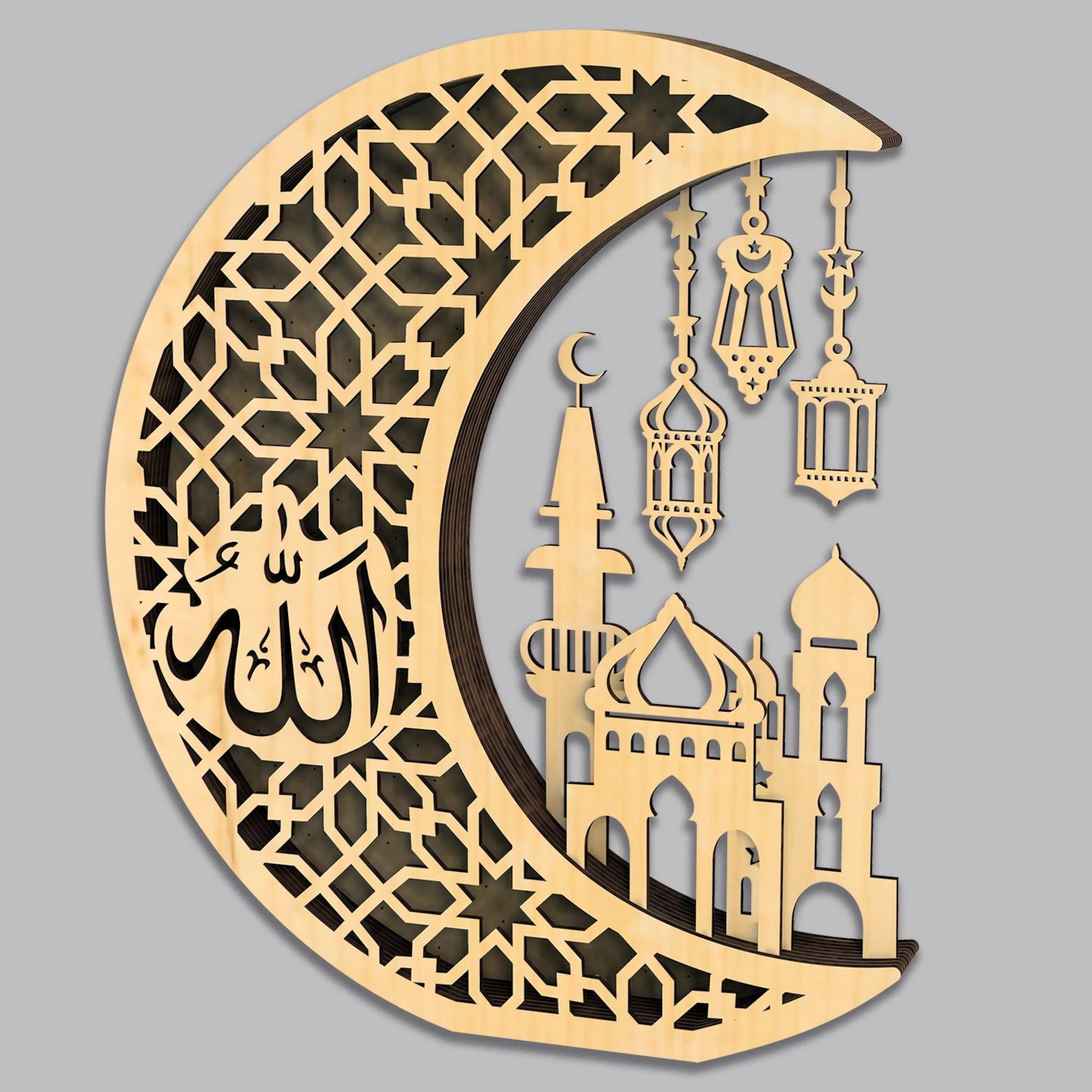 Crescent Moon Lightbox SVG · Islamic Ramadan Shadow Box · Layered Laser ...