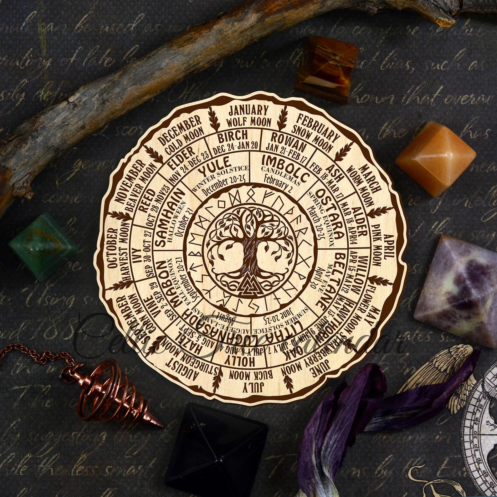 Set of 5 Pcs Wheel of the Year SVG Bungle Pagan Calendar SVG Ogham ...