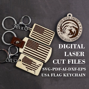 Chaveiro com bandeira dos EUA SVG Chaveiro com bandeira americana svg Arquivos digitais cortados a laser Chaveiro patriótico svg Arquivos GlowForge Chaveiro de madeira svg