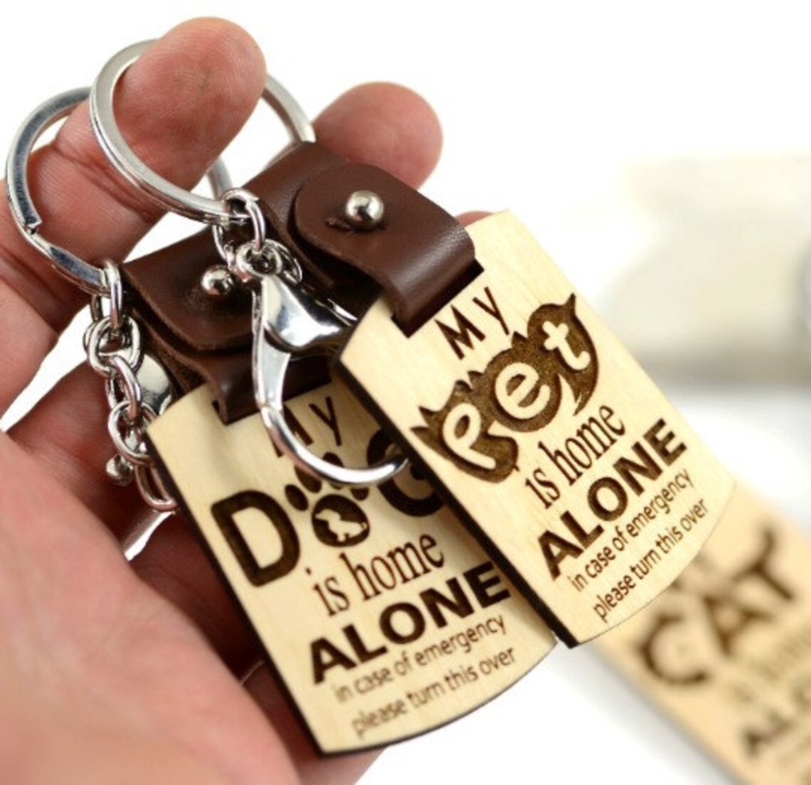 My Pet is Home Alone Keychain SVG Custom Pet Alert Keychain Etsy