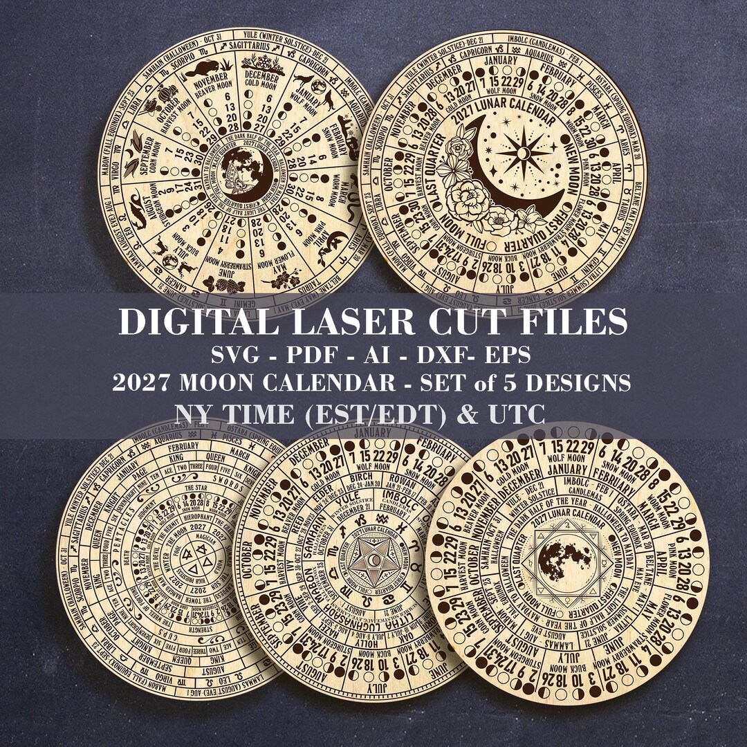 2027 Set of 5 Designs Lunar Calendar SVG · Pagan Wheel of the Year ...