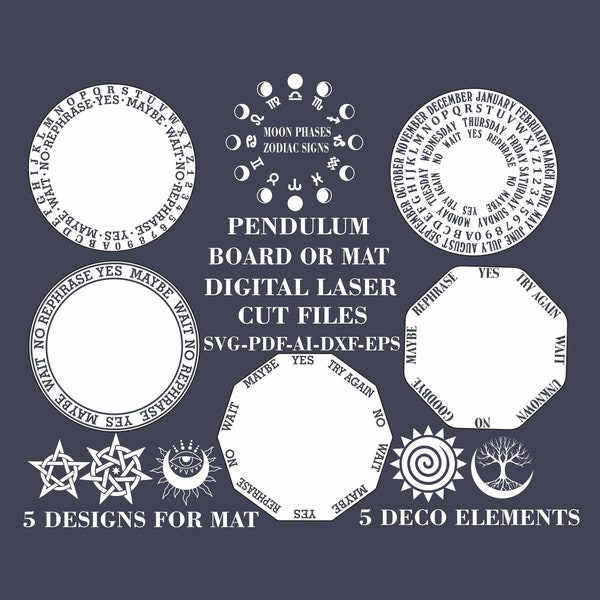 Blank Pendulum board svg Pendulum Mat svg Talking board svg Pagan decor svg Digital Laser cut files DXF Glowforge files