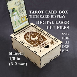 Mond Tarot Kartenbox mit Kartenanzeige SVG Hexe Schmuckbox svg Witchcraft Digital Laser cut Dateien GlowForge Dateien Material - 3,2 mm