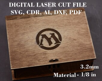 Card storage box for 2 decks svg Box for traditional card game Digital laser cut files GlowForge file Material - 3.2 mm (1/8")