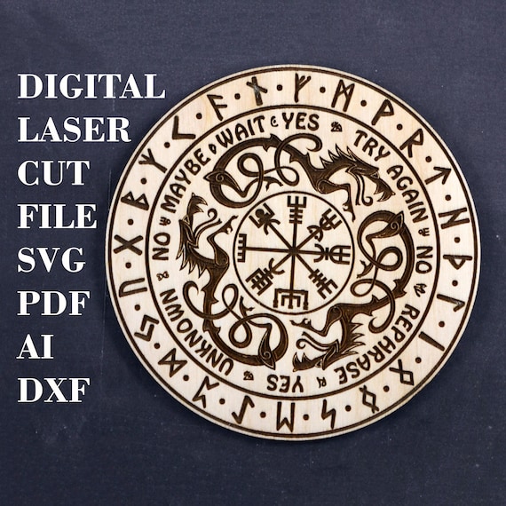 Runic compass pendulum board svg Vegvisir svg Viking Circle of runes svg Divination Tool svg Digital Laser cut files Glowforge files