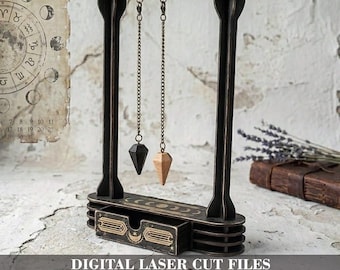 Pendulum display stand SVG  · Wooden holder for 9 pendulums  · Laser Cut File  · Instant Download