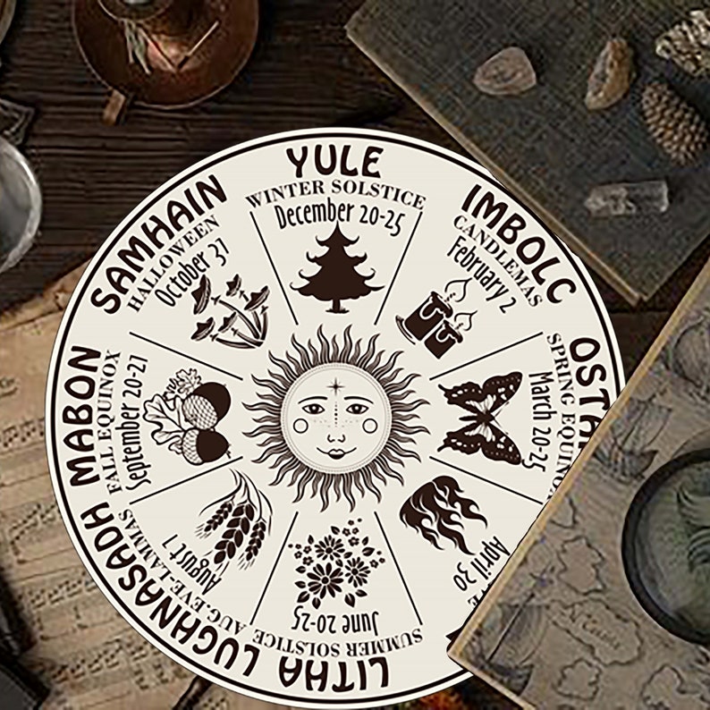 Wiccan Calendar SVG Wheel of the Year Svg Pagan Altar Tile Svg - Etsy