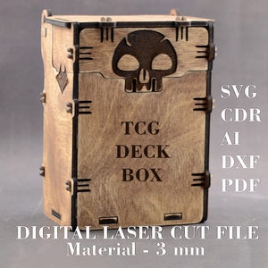 Boîte pour cartes MTG Boîte SVG pour cartes de jeu de société svg Boîte de rangement TCG svg Fichiers numériques découpés au laser Fichiers GlowForge Matériau - 3,2 mm (1/8 po.)
