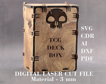 MTG card box SVG Box for board game cards svg TCG storage box svg Digital Laser cut files GlowForge files Material - 1/8" (3.2 mm)